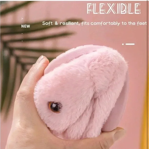Pink Bunny Plush Slippers - Picture 10 of 11